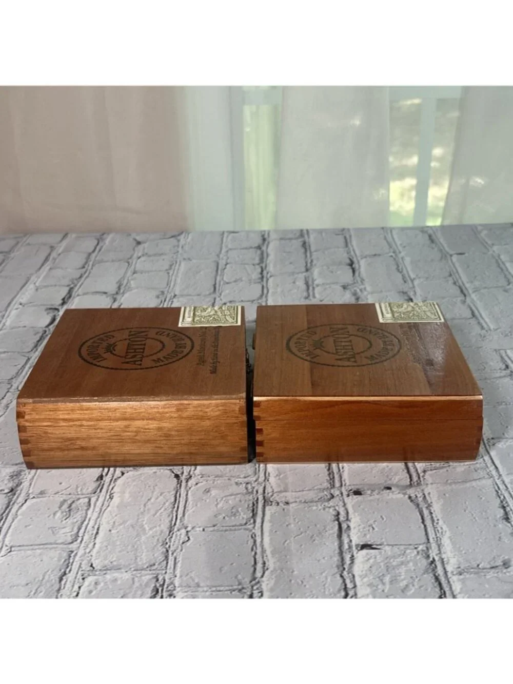 Lot Of 2 Empty Wooden Cigar Box Ashton Aged Maduro No. 20 6.75”x 6”x 2.5”